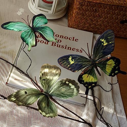 Artificial Butterfly, Silk Butterflys, Butterflies for Crafts for Floral Arrangements, 3D Butterfly Stakes Decor, Patio Plant Pot, Flower Bed Home Decor