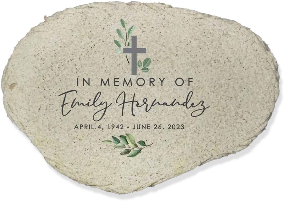 GiftsForYouNow Personalized Memorial Garden Stone, Watercolor in Memory of Flat Garden Stone, Loss of Loved One, Sympathy Gift