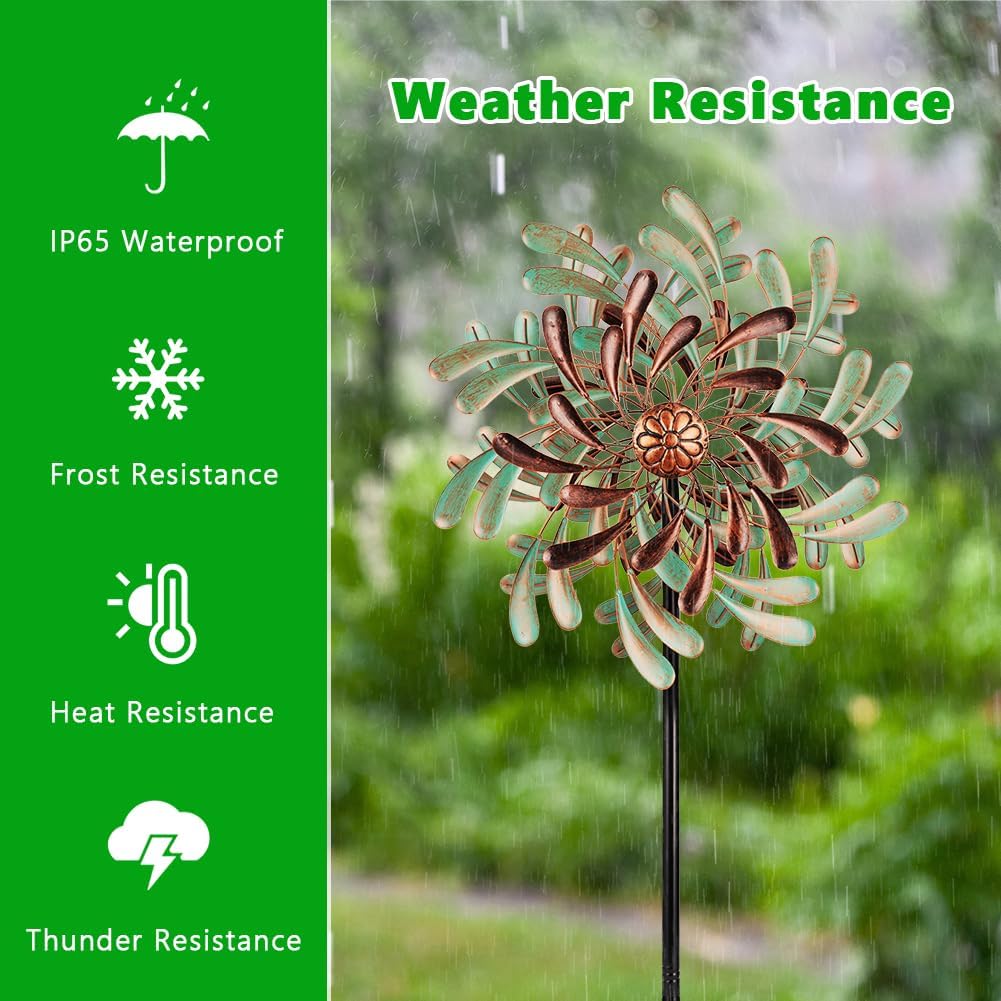 20” Wind Spinners Outdoor,Large Wind Spinner Waterproof,Metal Wind Spinners Double Kinetic Windmill for Yard,Vintage Wind Sculptures & Spinners with 5 Stakes,Pinwheels for Yard and Garden