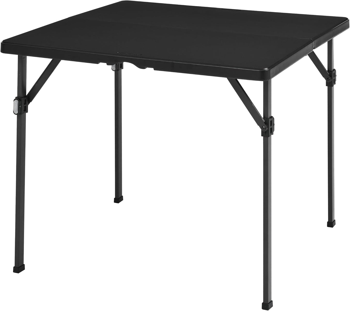 Amazon Basics 34 inch Portable Folding Dining Table with Carrying Handle, Black, 33.9 x 29.1 x 33.9 inch, Square