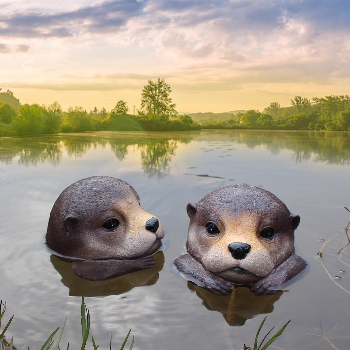 Floating Otter Head Resin Art, Waterproof Pond Float, Decorative Animal Sculpture, Garden Lake Decor, Duck Deterrent, Artistic Resin Decor for Outdoor Use (1 PC)