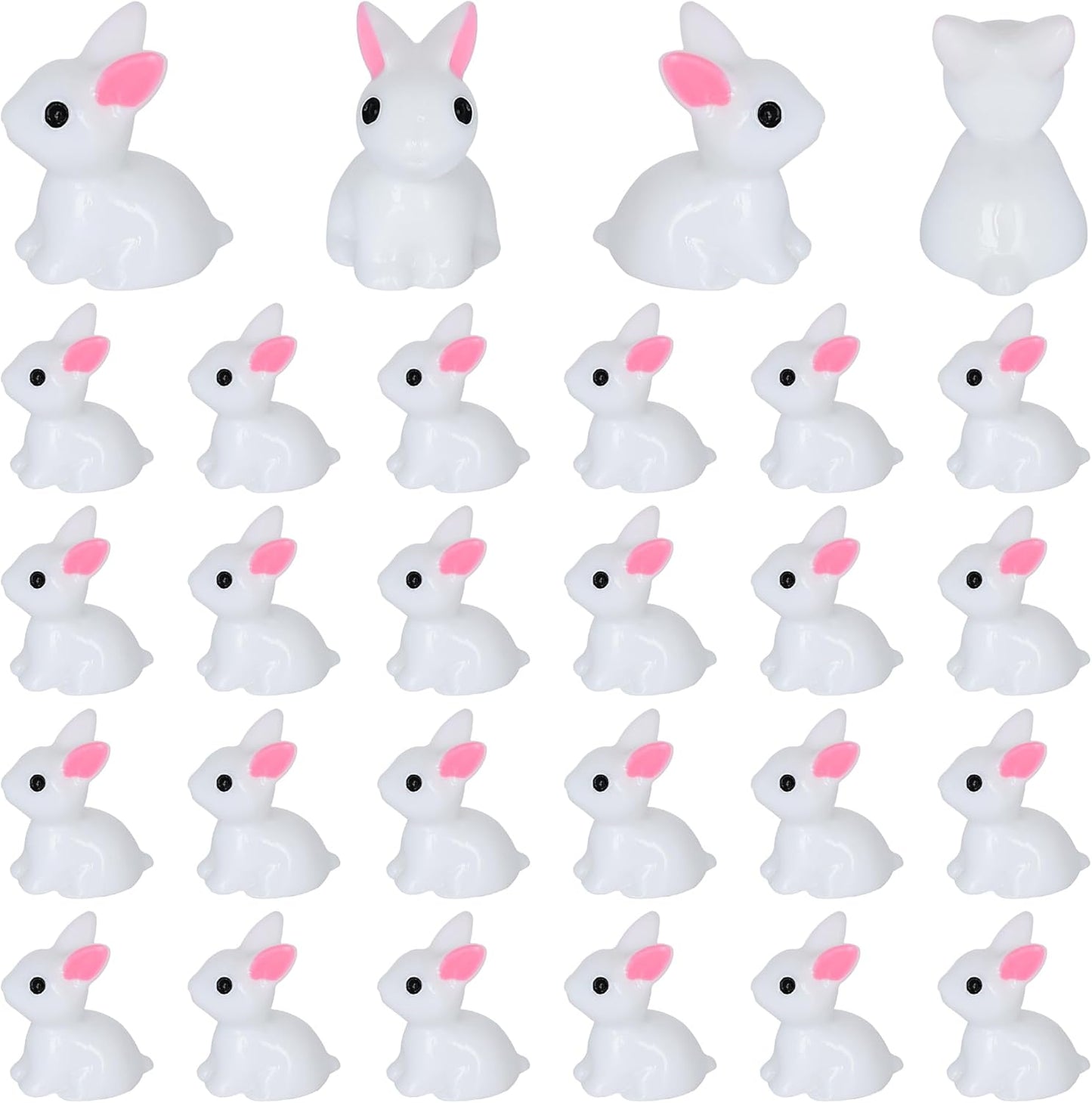 50 PCS Mini Bunny Easter Tiny Plastic Rabbits Miniature Resin Bunny Figurines for Fairy Garden Miniature Moss Landscape Decoration