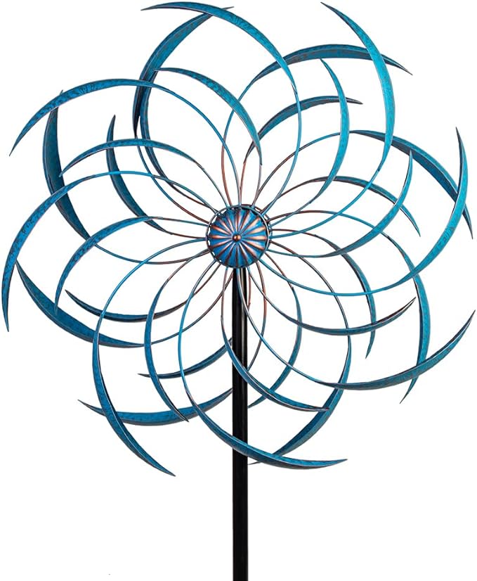 Stargarden Wind Spinners Outdoor -Metal Large Kinetic Wind Spinners with Stable Metal Stake, Wind Sculptures & Spinners for Yard Lawn Garden (23 x 80 inches)