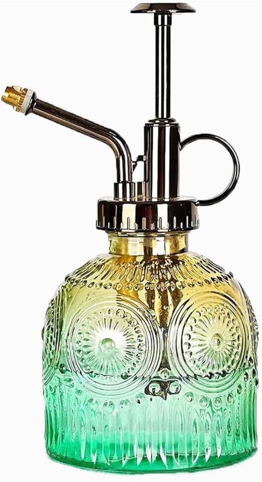 Glass Plant Mister Spray Bottle, Vintage Plant Spritzer, Succulent Watering Bottle Glass with Top Pump, Small Plants Sprayer Watering Can for Indoor Outdoor House