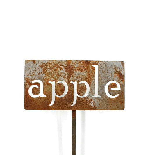 Classic Metal Garden Markers 19 Inches Tall (apple, Naturally Rusted)