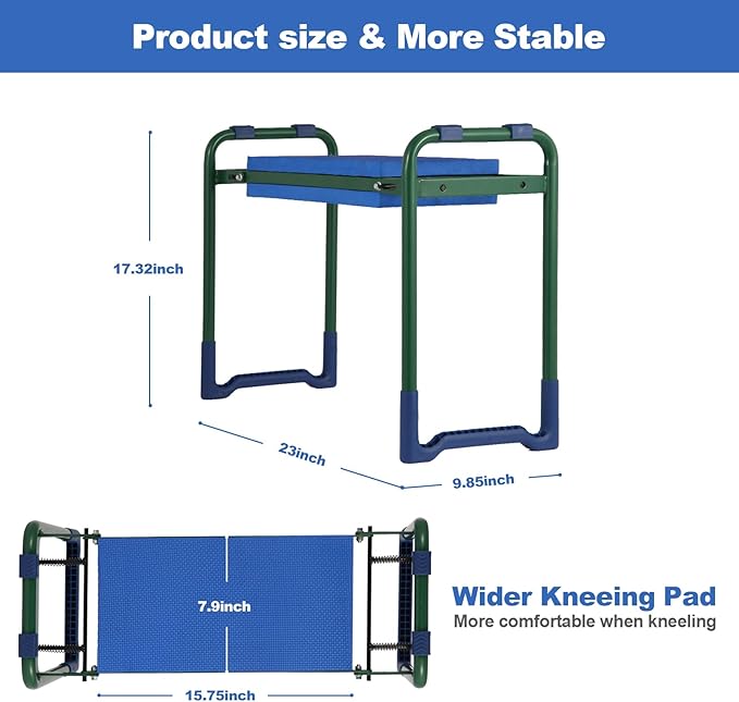 sancat Garden Kneeler and Seat with Thicker and Wider Soft Kneeling Pad,Foldable Heavy Duty Durable Garden Stool with Tool Bag, Portable Garden Bench,Gardening Gift for Women and Men sennior