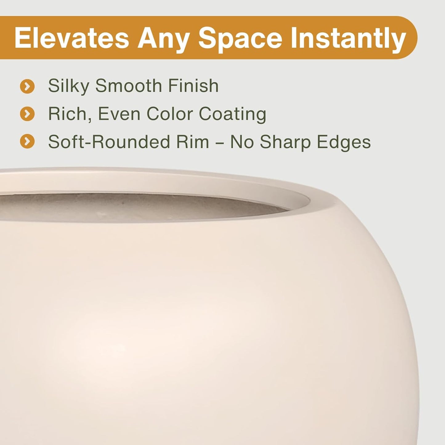 Globo Large Fiberstone Plant Pot, Large Planters for Indoor Plants, Outdoor Planters for Porch (Kilim Beige, 20" D x 16" H)