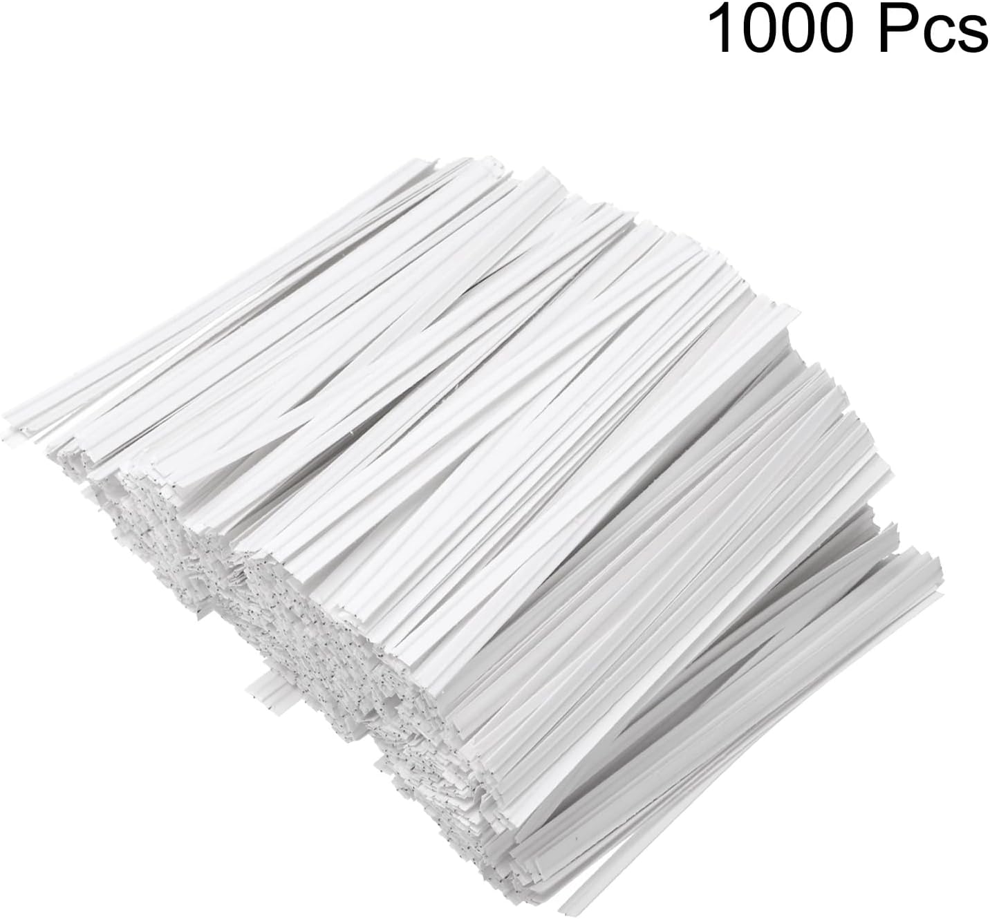 HARFINGTON 1000pcs Bag Twist Ties 3.5" Reusable Kraft Paper Twist Ties Wire Cable Ties for Party Bread Candy Cake, White