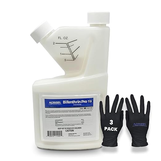 Bifenthrin Pro 7.9, Insect Control, Safe for Plants & Crops, Insecticide, Effective Against 125+ Insects, Includes 3-Pack of Agrisel Protective Gloves, 16 Ounces