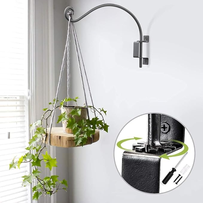 Qiang Ni Swivel Plant Hanger Bracket: Bird Feeder Hanger for Outdoor Wall Mount (12 - A, 12 Inch)