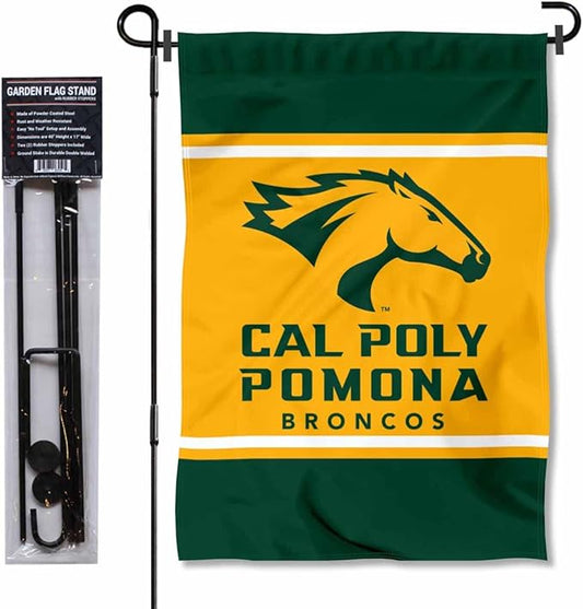 College Flags & Banners Co. Cal Poly Pomona Broncos Garden Flag with Stand Holder