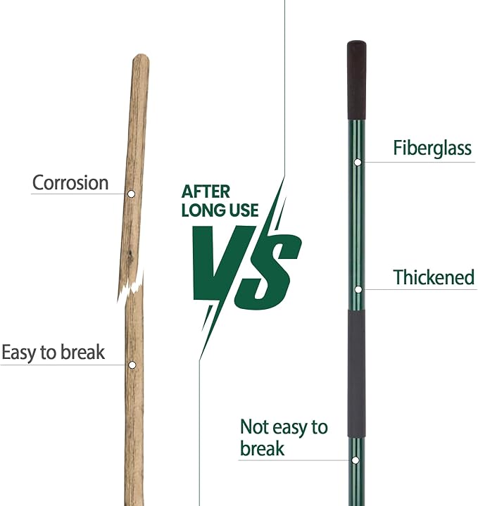 VNIMTI Heavy Duty Gardening Shovel, 56 Inch Round Blade with Fiberglass Handle (Green)