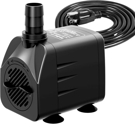 Submersible Pump 400GPH with AUTO-Shut-Off 6.5ft High Lift for Fountains, Hydroponics, Ponds, Aquariums & More