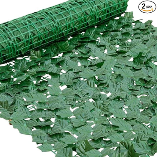 Artificial Ivy Privacy Fence Screen, Green Leaf Panels with Mesh Backing, 2 Pack, Outdoor Garden Patio Backyard Decor (Sweet Potato Leaves, 100 * 300CM)