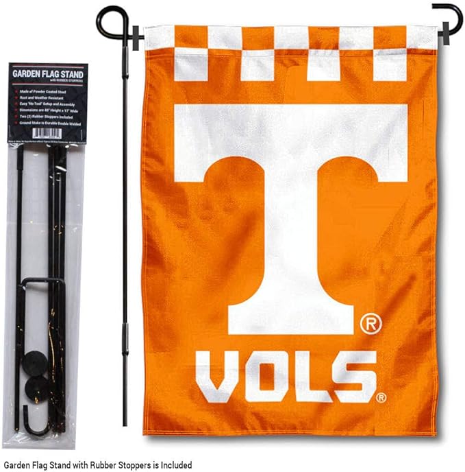 College Flags & Banners Co. Tennessee Volunteers Checkerboard Garden Flag with Stand Holder
