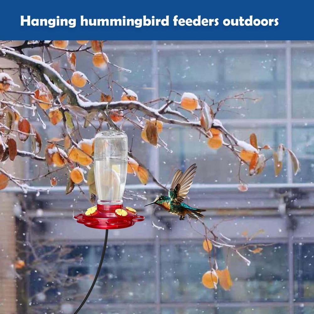 Heated Hummingbird Feeder for Outdoor Winter,Bird Nectar Feeder for Garden Decor,Window Hanging with a Suction Cup and Installation Bracket,Prevents Water Freezing in Cold Weather(1pc)