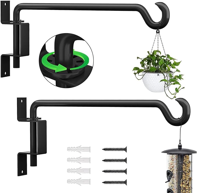 10 Inch Hanging Plant Holder, Wall Plant Hanger, Plant Hangers Outdoor, Swivel Plant Hanger, for Outdoor Hanging Bird Feeders, Wind Chimes, Plant Baskets, Black