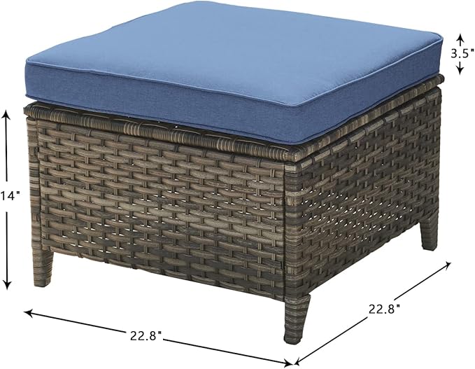 HUMMUH 5 Piece Outdoor Patio Furniture Set Wicker Conversation Bistro Set Swivel Rocking Chairs with Side Table and Ottomans for Backyard, Porch, Balcony