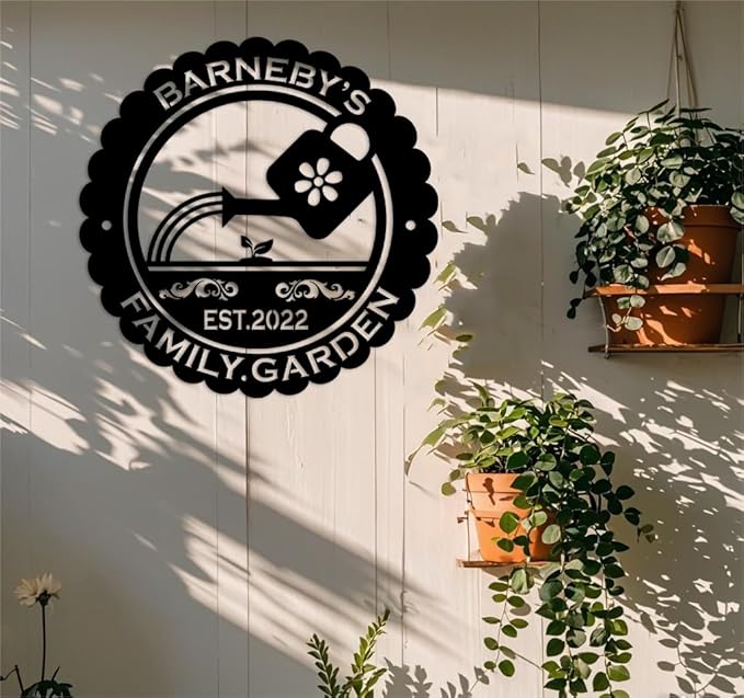 Custom Garden Metal Wall Art Personalized Garden Name Sign Yard Sign Decorative Outdoor Gardening Decor Gifts for Gardeners