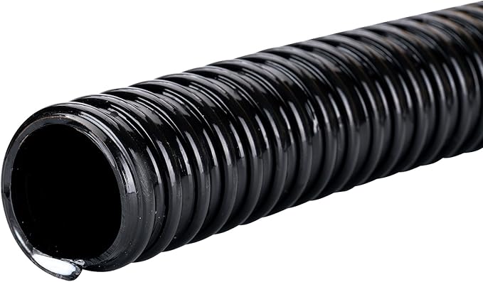 Pond Hose ID 2” × 10ft Black Corrugated Flexible Reinforced PVC Hose Vinyl Tubing for Pond Pump Fountain Garden Waterfall, Non-toxic & Kinkproof, with 2 clamps