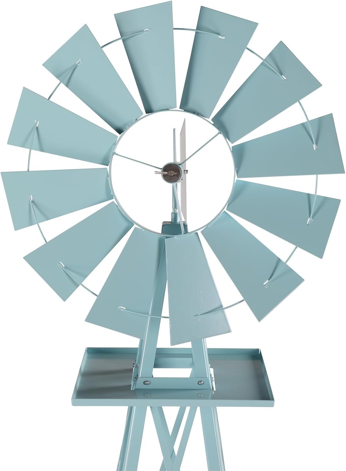 8FT Windmill for Yard Garden Decoration with Weather Vanes，Heavy Duty Outdoor Wind Mills, Large Metal Outdoor Windmill,Weather Resistant,Blue