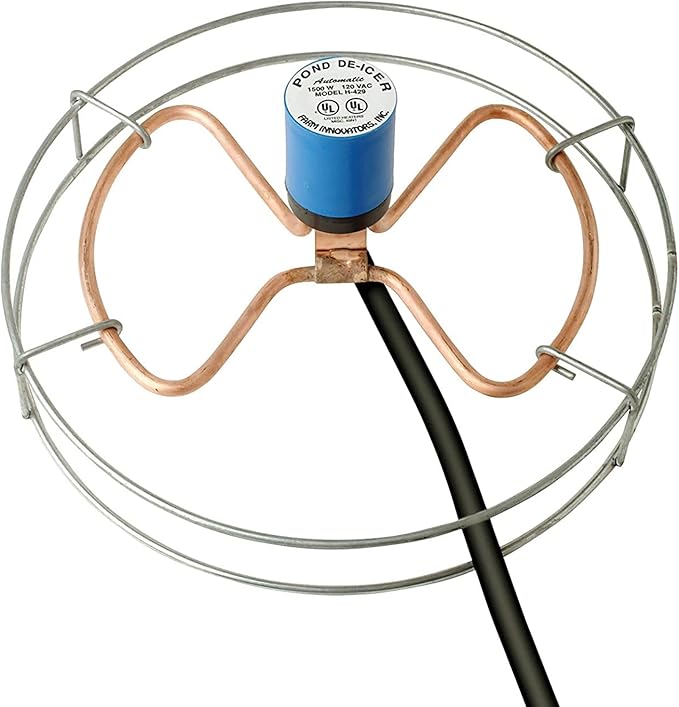 Farm Innovators 1500 Watt Cast Aluminum Submergible Water Tank Heater Deicer with Self Regulating Thermostat for Farm and Home, Silver