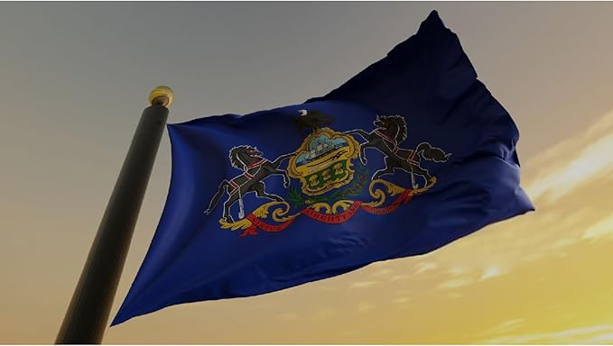 TOPFLAGS Pennsylvania Flag 3x5 Outdoor PA State Flags Double Sided Embroidered Longest Lasting Heavy Duty Polyester Stronger Brass Grommets 4 Stitched Hemming Perfect for Outside