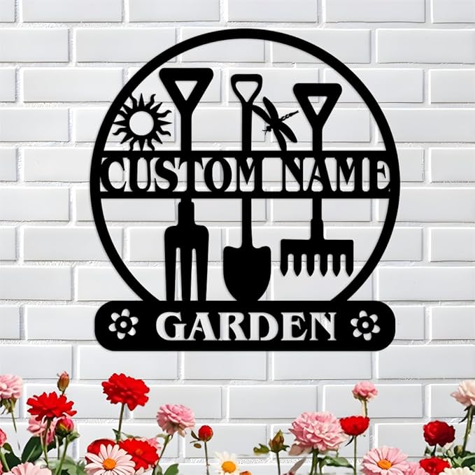Custom Garden Metal Wall Art Personalized Garden Name Sign Yard Sign Decorative Outdoor Gardening Decor Gifts for Gardeners
