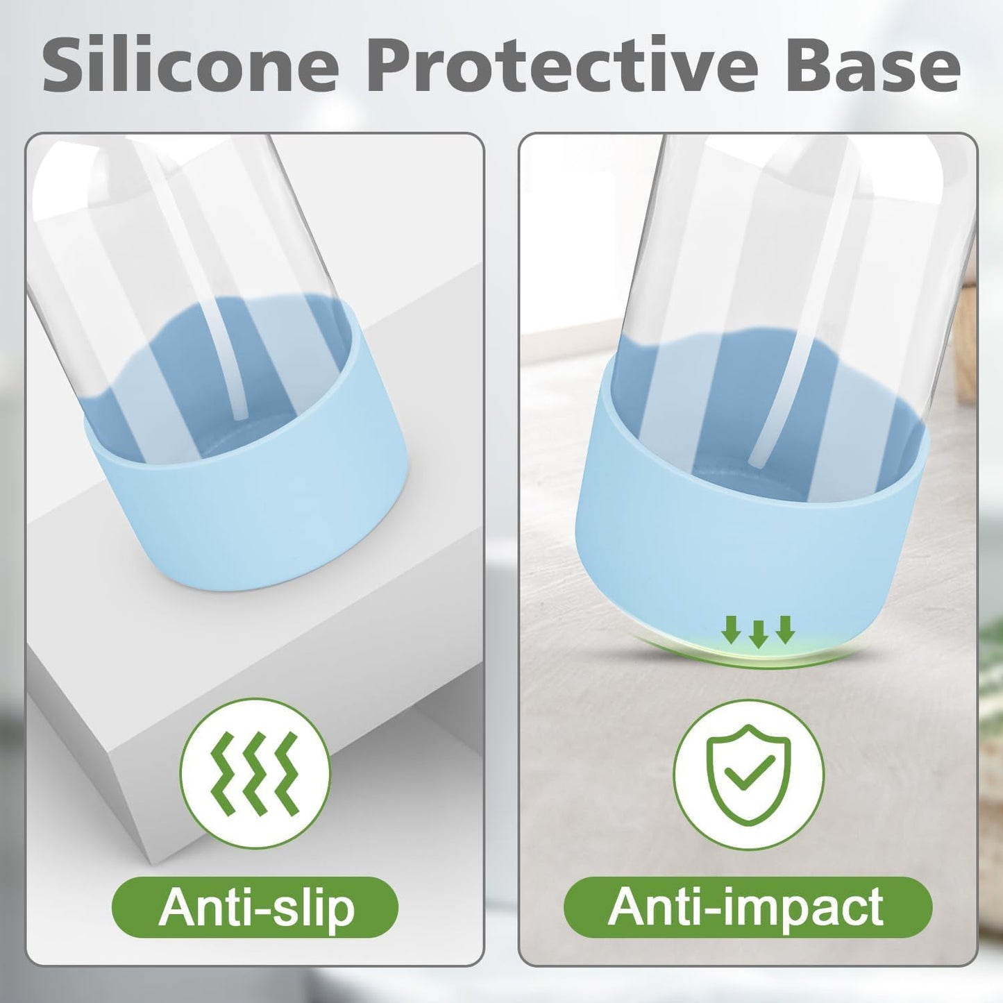 Glass Spray Bottles with Silicone Sleeve Protection, Empty 16 oz Refillable Containers, Reusable Spray Bottles with Adjustable Nozzle for Hair, Cleaning Solutions, 3 Pack Blue