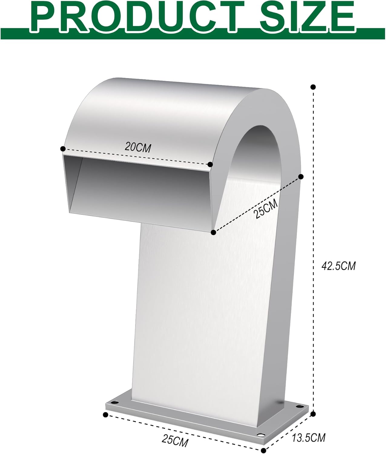 S-Shape Waterfall Spillway Ground Pool Fountain, LONGRUNNEW 304 Stainless Steel Outdoor Water Feature 18.82" x 11.93" x 12.20" for Garden Decor, Landscape Accents & Patio Pond Water Feature-Medium
