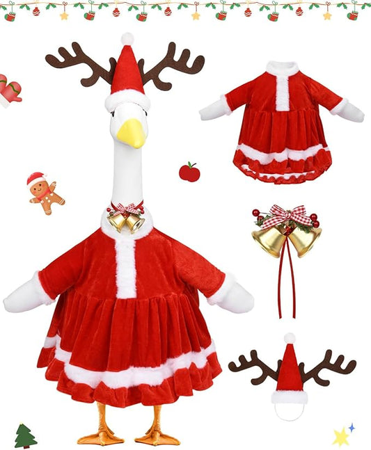 Christmas Porch Goose Outfits - Red Santa Claus Custome for 23 inch Porch Goose, Christmas Outdoor Decor for Lawn, Yard & Garden