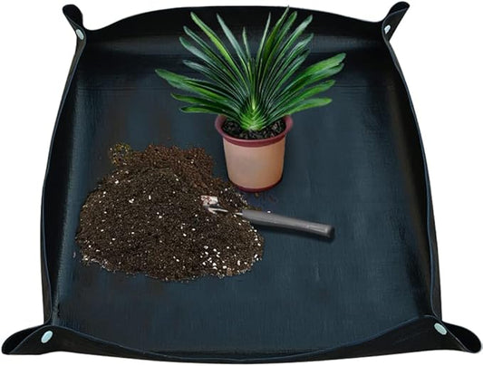Waterproof Plant Repotting Mat Indoor Gardening Mat, Foldable Indoor Plants Succulent Potting Mat Indoor Plant Mat Portable Garden Mat-26.8" x 26.8" (Black)