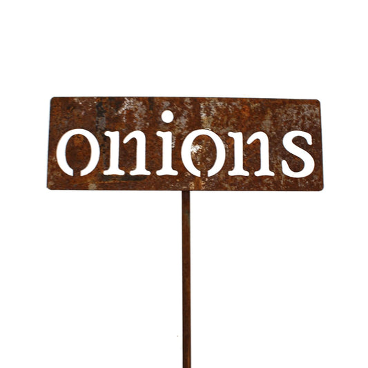 Classic Metal Garden Markers 19 Inches Tall (onions, Naturally Rusted)