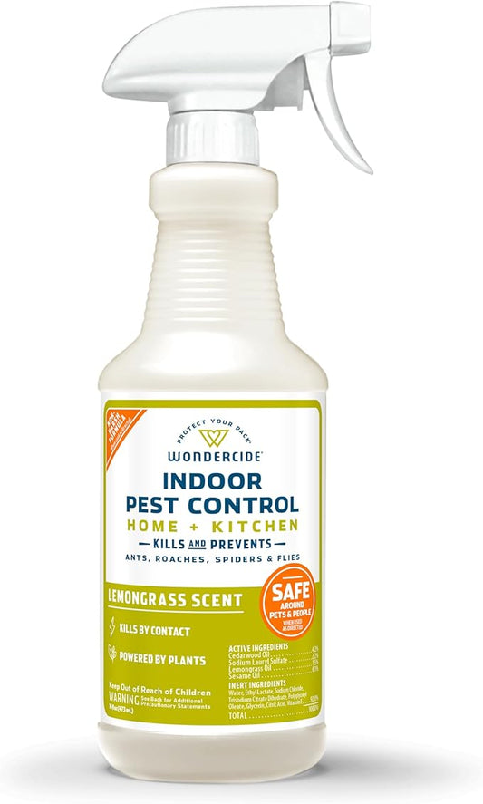 Wondercide - Indoor Pest Control Spray for Home and Kitchen - Ant, Roach, Spider, Fly, Flea, Bug Killer and Insect Repellent - with Natural Essential Oils - Pet and Family Safe — Lemongrass 16 oz