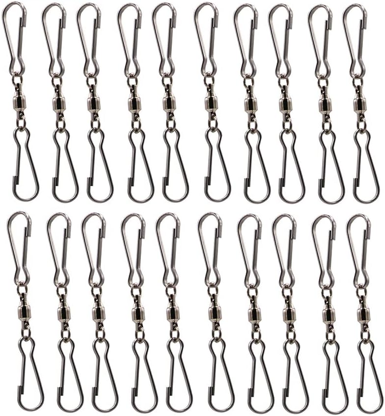 LGEGE 20PCS Smooth Spinning Dual Clip Swivels Wind Spinner Hangers Spiral Tails Twisters Wind Socks, for spinning windsocks and any kites, flower pots, plants, bird feeders, solar lights, flags