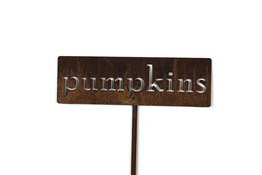 Classic Metal Garden Markers 19 Inches Tall (pumpkins, Naturally Rusted)