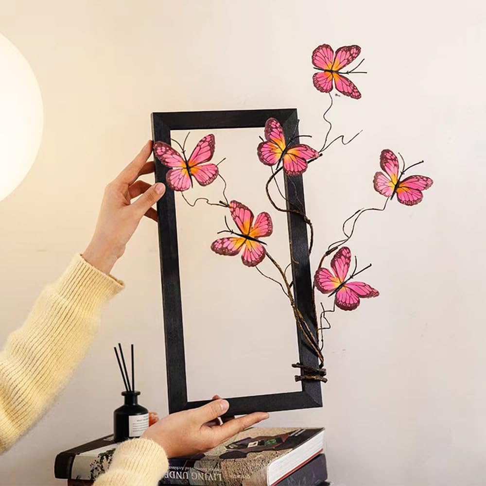 Artificial Butterfly Branche, Simulation Branch Stems with Fake Butterfly Floral Arrangement for Vase Filling Home Office Party Decoration (red)