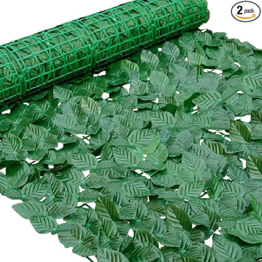 Artificial Ivy Privacy Fence Screen, Green Leaf Panels with Mesh Backing, 2 Pack, Outdoor Garden Patio Backyard Decor (Dark pothos Leaves, 100 * 300CM)