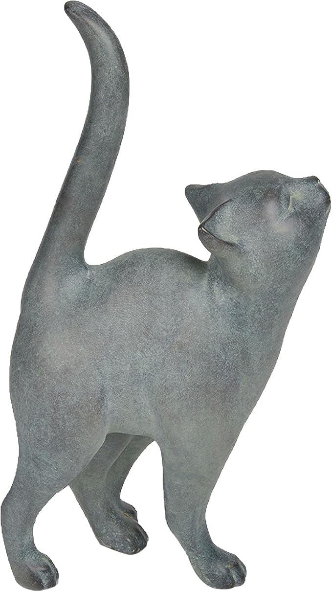 Newman House Studio Garden-Statues Cat-Figurines Home Garden Decor - Farmhouse Backyard Polyresin Kitten 7.6L x 4W x 14.5H inch