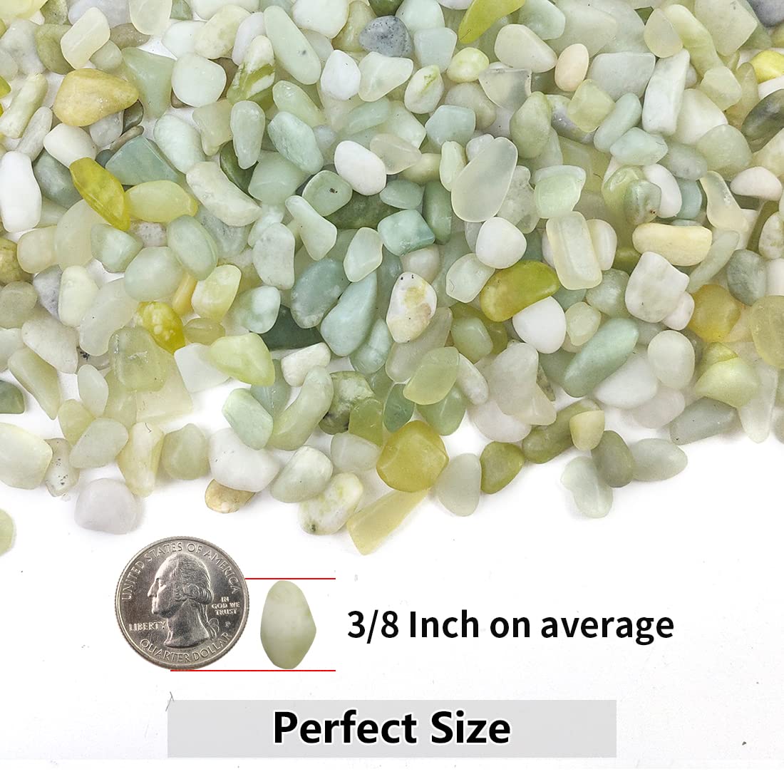 2LB Succulent and Cactus Jade Pebbles, 3/8 Inch Natural Decorative Polished Stones, River Rocks for Indoor Plants, Vases, Planters and Outdoor Gardening