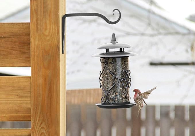 Mkono Hanging Plant Bracket 6 inch Metal Wall Plant Hook Decorative Plant Hanger for Bird Feeders, Planters, Lanterns, Wind Chimes, Home Decor Indoor Outdoor 4 Pack, Black