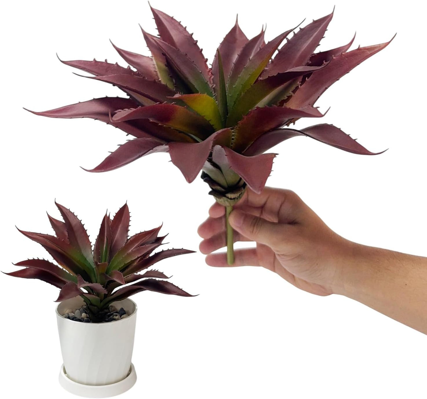 12.5 Inch Artificial Aloe Plant - Large Faux Succulents (Unpotted), Realistic Fake Plants for Home Decor Indoor Outdoor (Red)