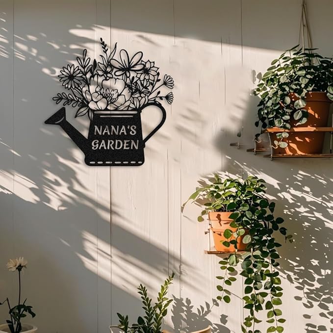 Personalized Metal Flower Garden Sign,Garden Kettle Metal Wall Art,Outdoor Patio Yard Decor,Gifts for Gardeners style 15