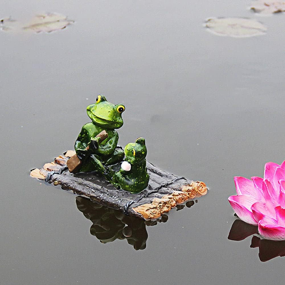 Saycker Water Floating with Frog Ornament Figurine Statue Craft for Home Yard Garden Pond Decoration Photo Prop Gift Rowing(Frog Shape)