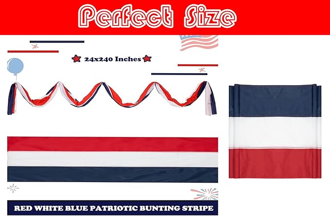 2Pack American Bunting Flag 2x20Ft USA Patriotic Banner Flag Decor Porch Outdoor Red,White & Blue Decorations 4th of July Bunting Decorate Home Garden Outside Décor Independence Day Memorial Days