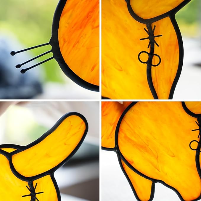 Orange Cat Decor Stained Glass Suncatcher for Window,Funny Cat Gifts for Cat Lovers Stained Glass Window Hanging,Cat Themed Gifts Cat Lovers Gifts for Women Girls Friends Mom
