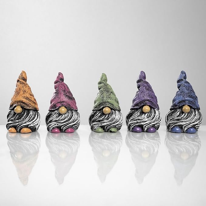 Mini Gnomes Figurines 5pcs,Gnomes Decorations for Home,Fairy Garden Accessories,Mini Garden Gnomes for Plant pots,Resin Little Gnomes for Fairy Garden,Dwarfs Statue for Fairy Garden-Yard-Home Decor