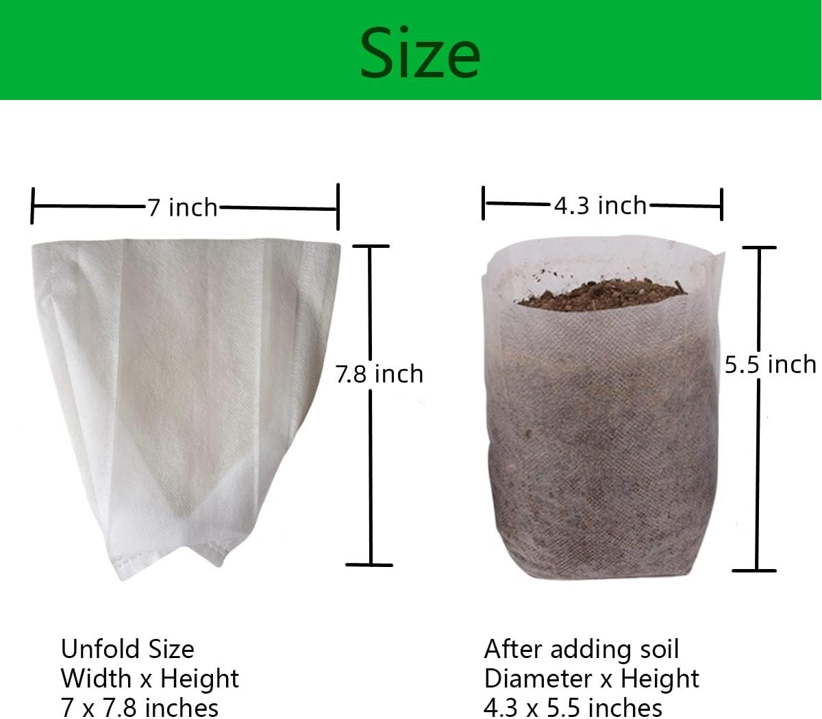 gardtree Plant Nursery Bags 7" x7.87" 400PCS, Non-Woven Biodegradable Plant Grow Bags Fabric Seedling Starter Pots for Vegetable Flower Fruit Saplings Tree, Home Garden Supply