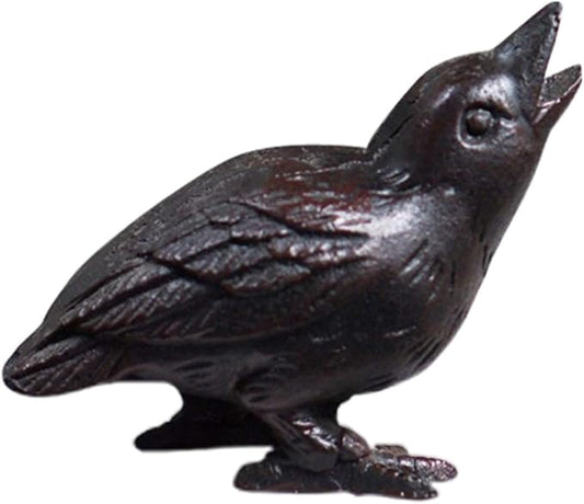 NACH Cast Iron Baby Crow Statue, Raven Garden Statues, Crow Garden Sculpture, Bird Figurines Home Decor, Crow Decor, Raven Decor, Black Bird Statue, 5.4 x 2.2 x 3.2 inches, JS-90-7116