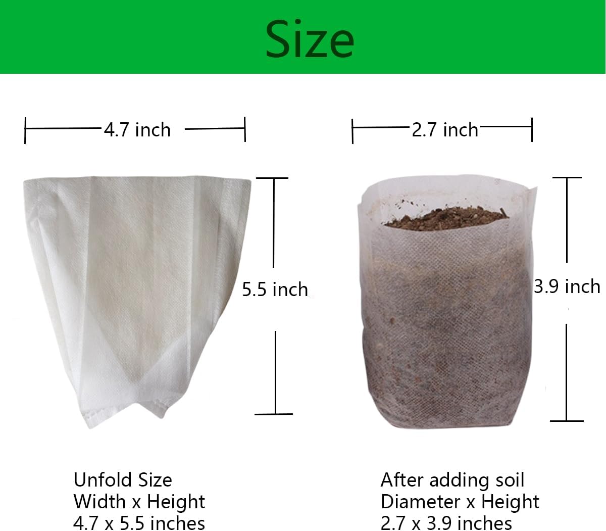 gardtree Plant Nursery Bags 4.7 * 5.5 inches 400PCS, Non-Woven Plant Grow Bags Fabric Seedling Starter for Vegetable Flower Fruit Saplings Tree, Home Garden Supply